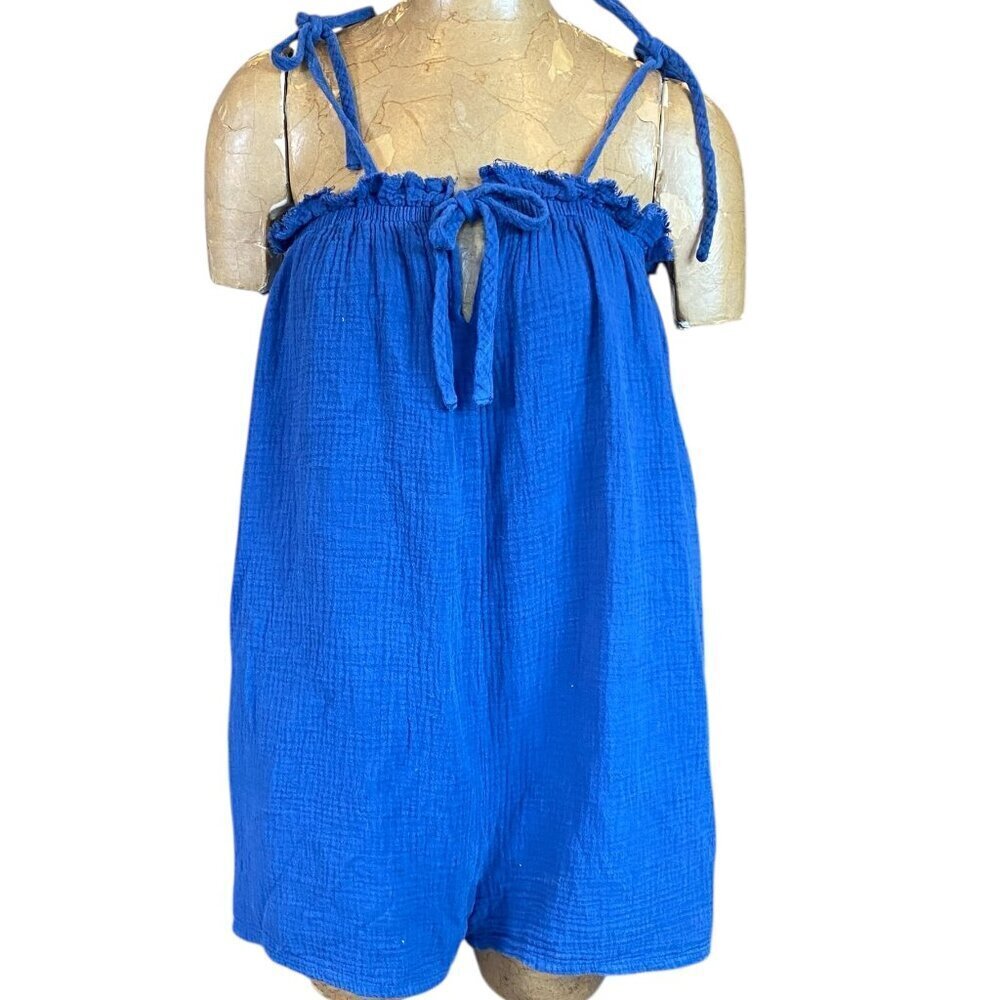 Lush Cotton Romper Sz M Blue 129W